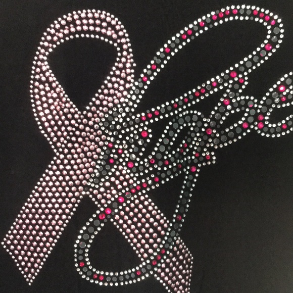 Breast cancer rhinestone HOPE t-shirt black size large - Picture 6 of 6